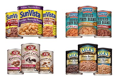 Four groups of three cans